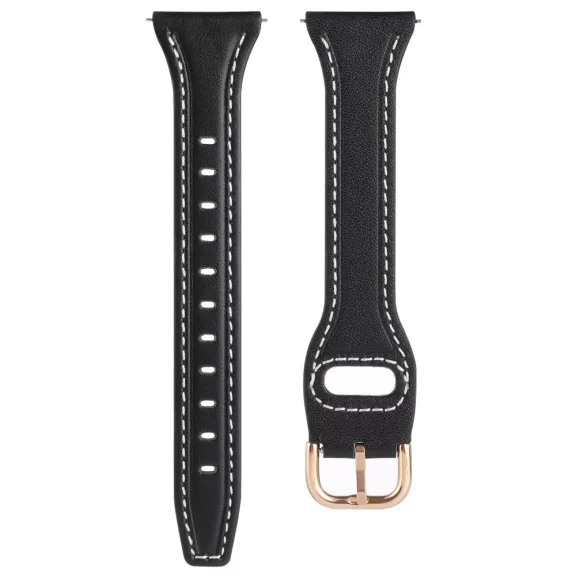 MYBANDZ Elegáns vékony bőróraszíj rosegold csattal /fekete/20mm