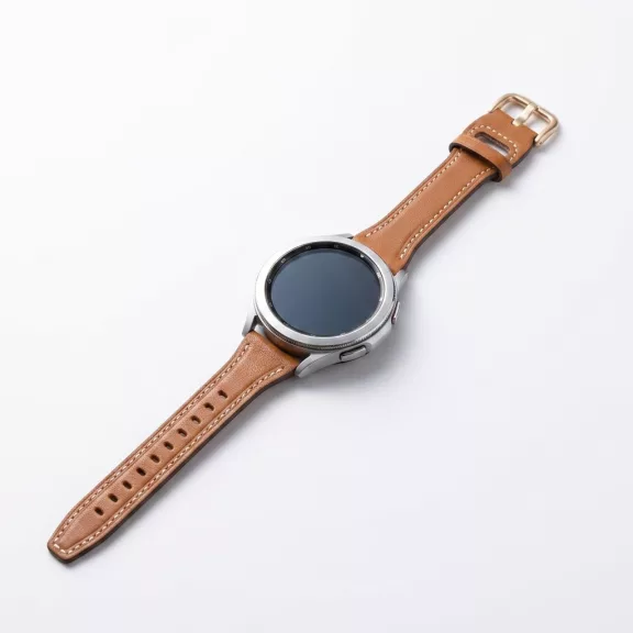 MYBANDZ Elegáns vékony bőróraszíj rosegold csattal /barna/20mm