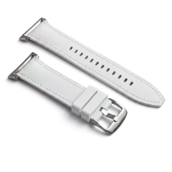 MYBANDZ Kívül puha bőr belül szilikon óraszíj/fehér/Samsung Galaxy Watch 8-9