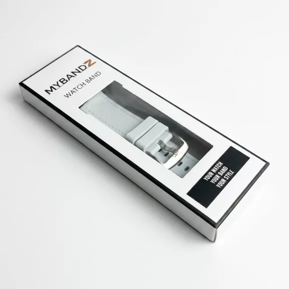 MYBANDZ Kívül puha bőr belül szilikon óraszíj/fehér/Samsung Galaxy Watch 8-9